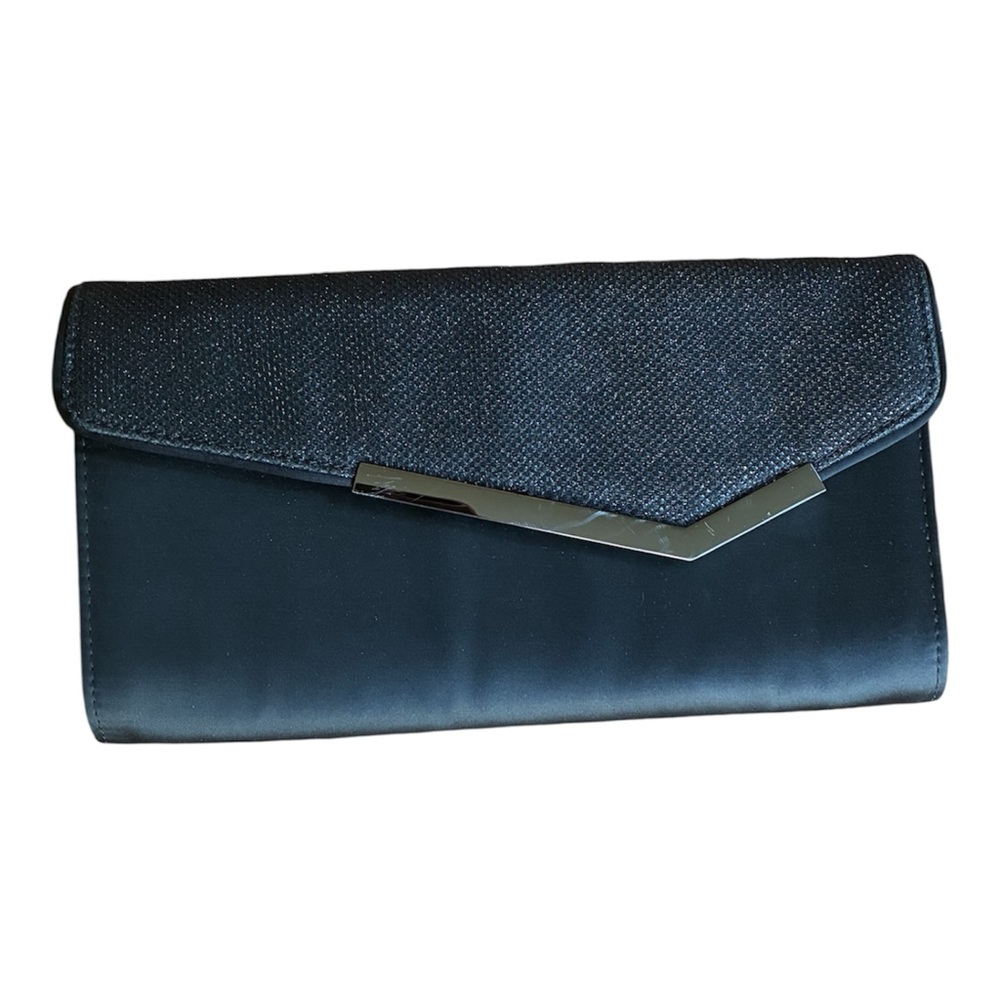 White House Black Market Elegant Black Shimmer Glitter Evening Clutch Purse NWOT